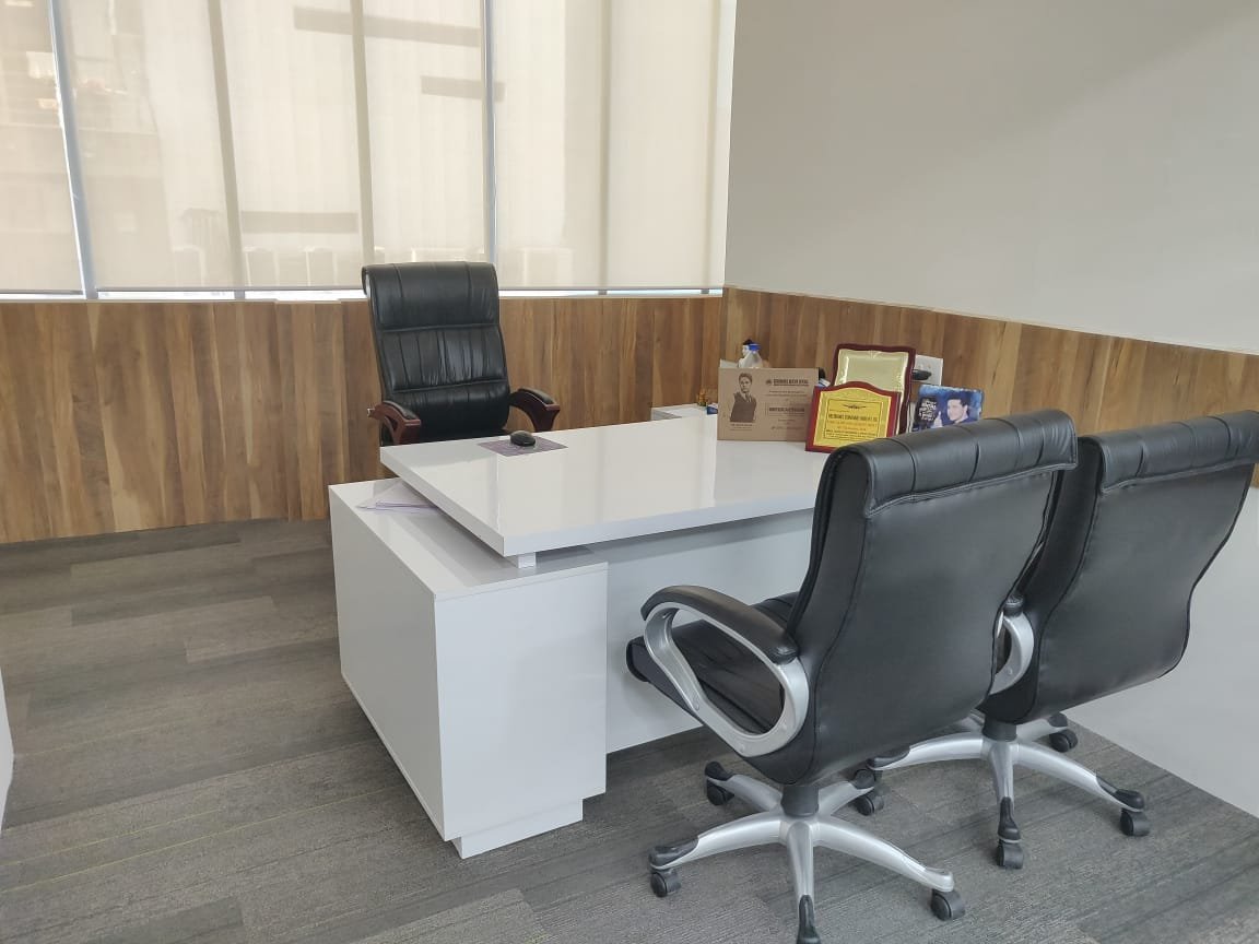 Modern furnished cabin area in office space for rent near Airport Road Mohali